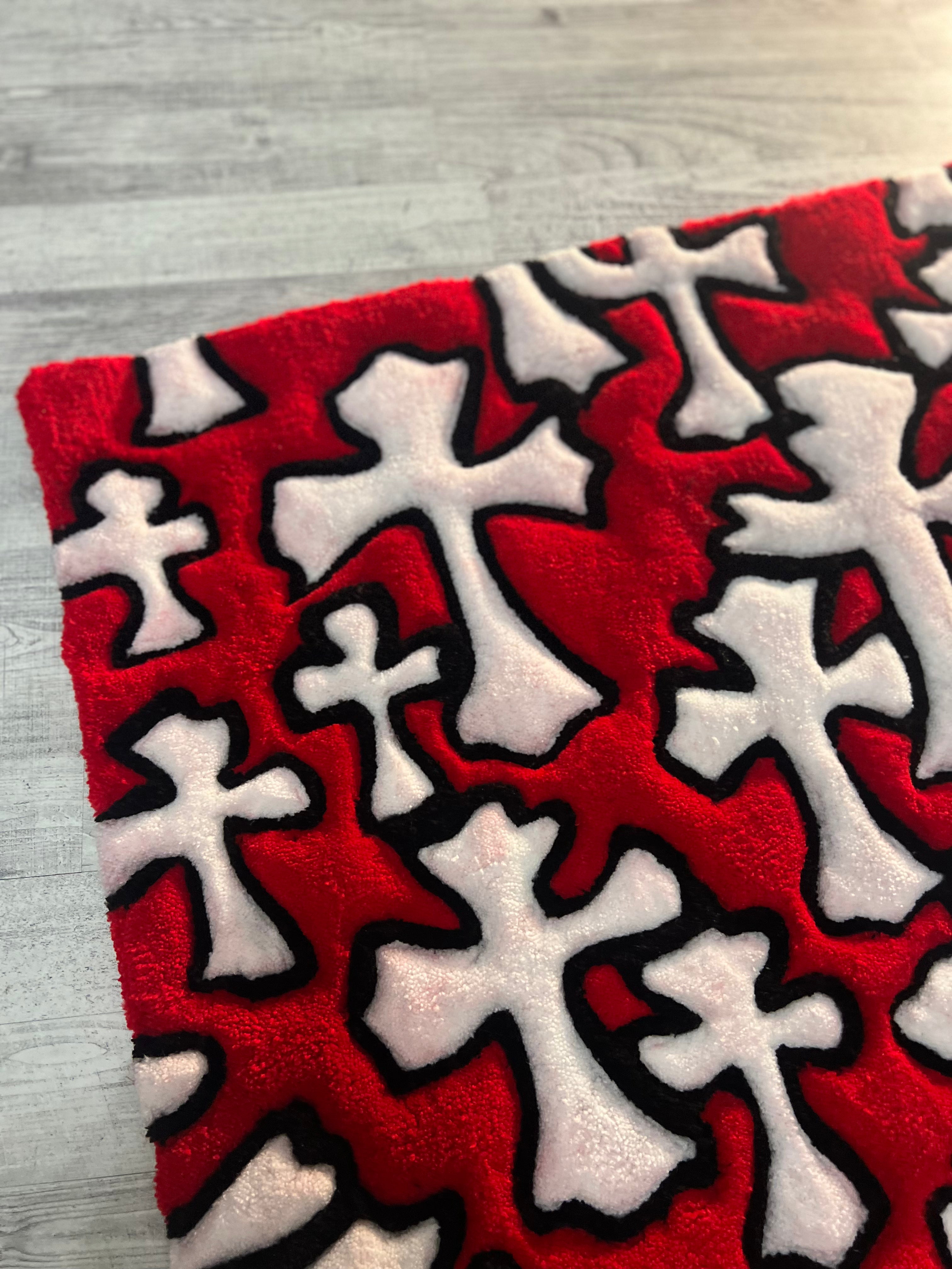 Red Cross Pattern Rug