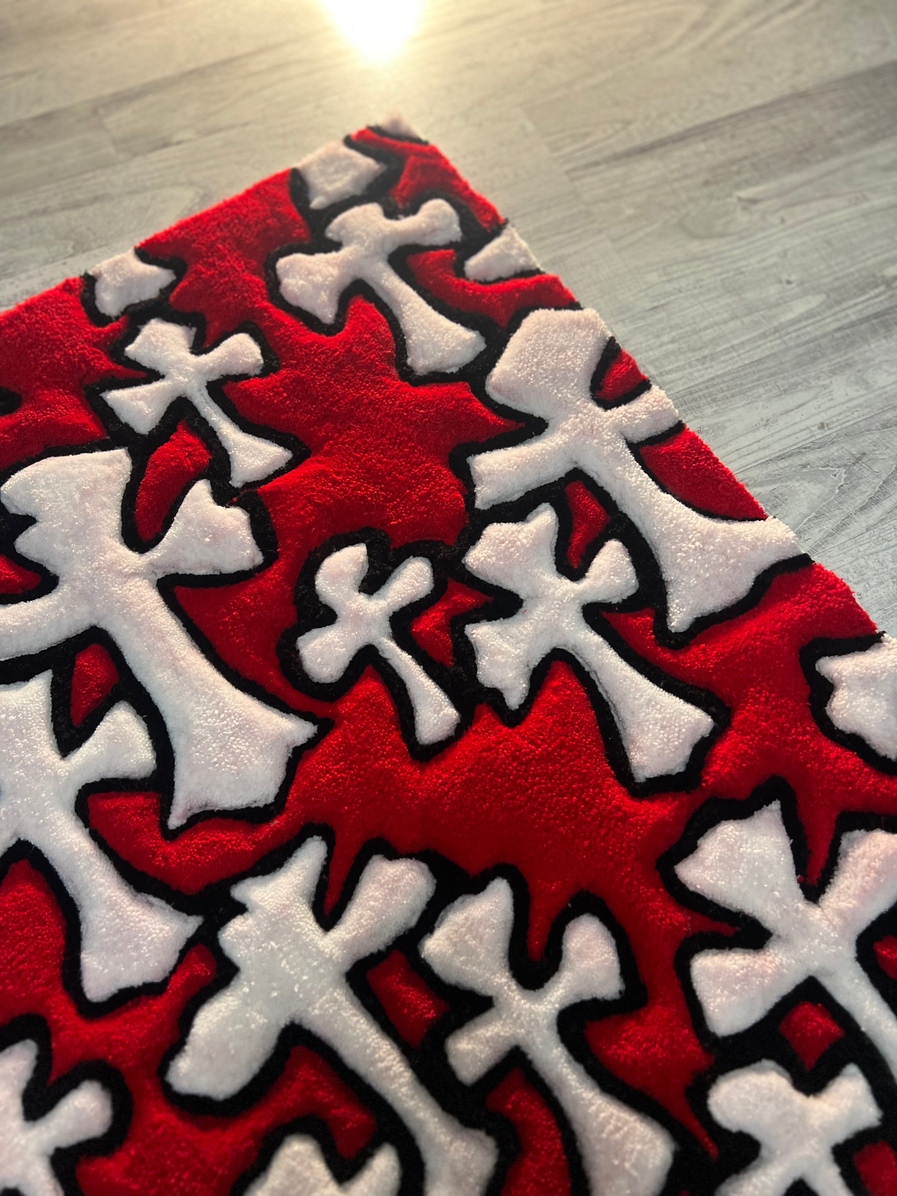 Red Cross Pattern Rug