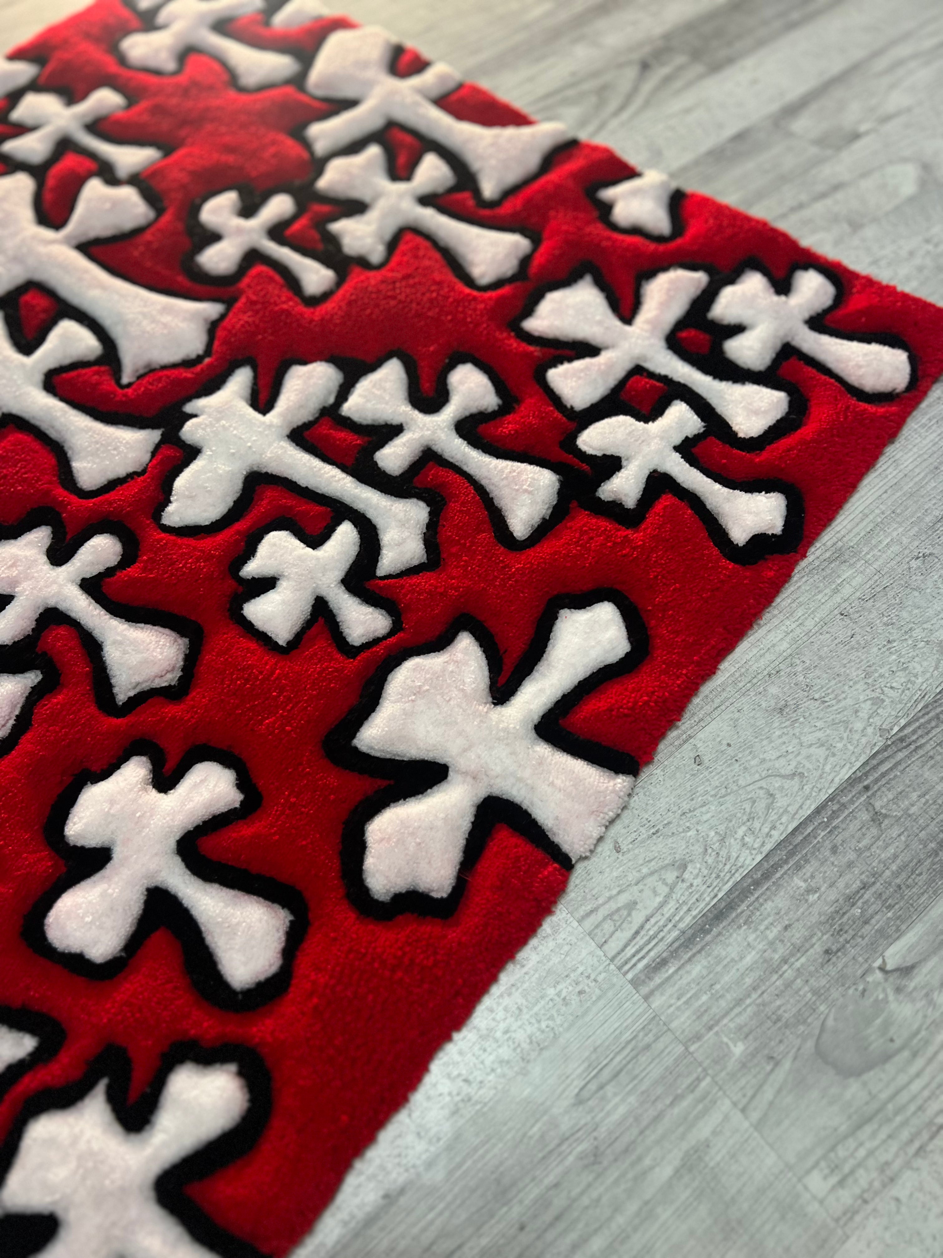Red Cross Pattern Rug