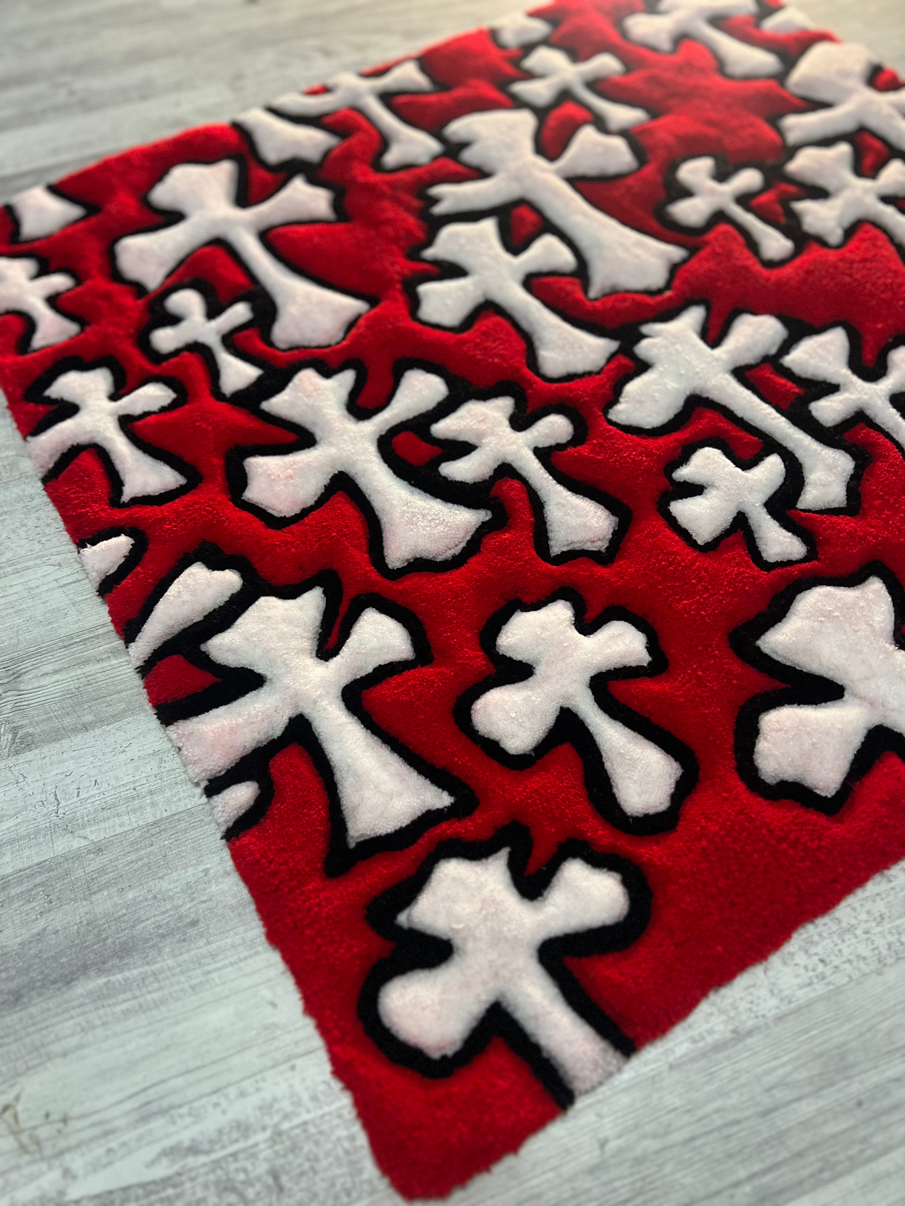 Red Cross Pattern Rug
