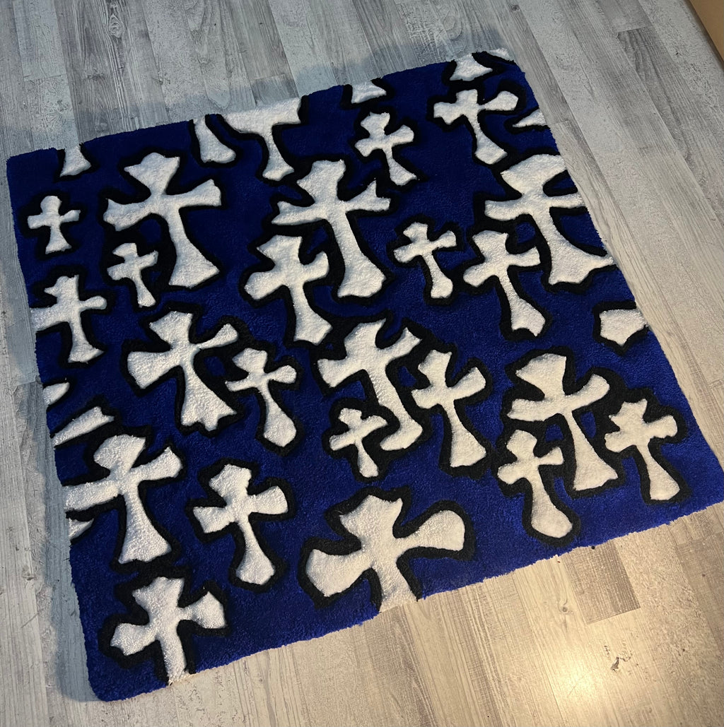Blue Cross Pattern Rug