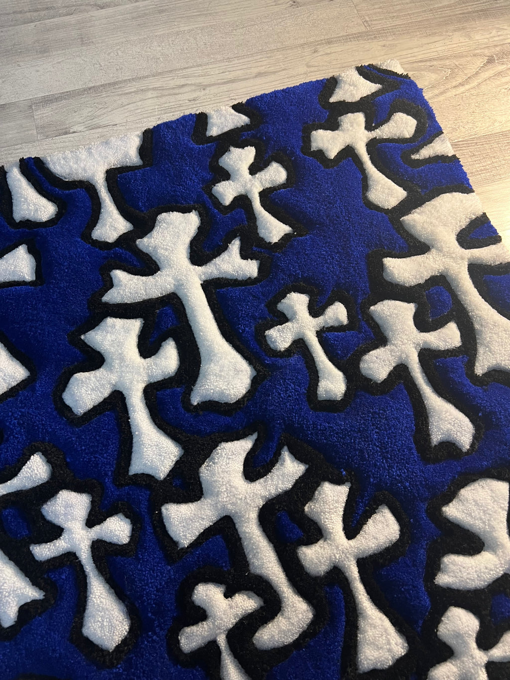 Blue Cross Pattern Rug