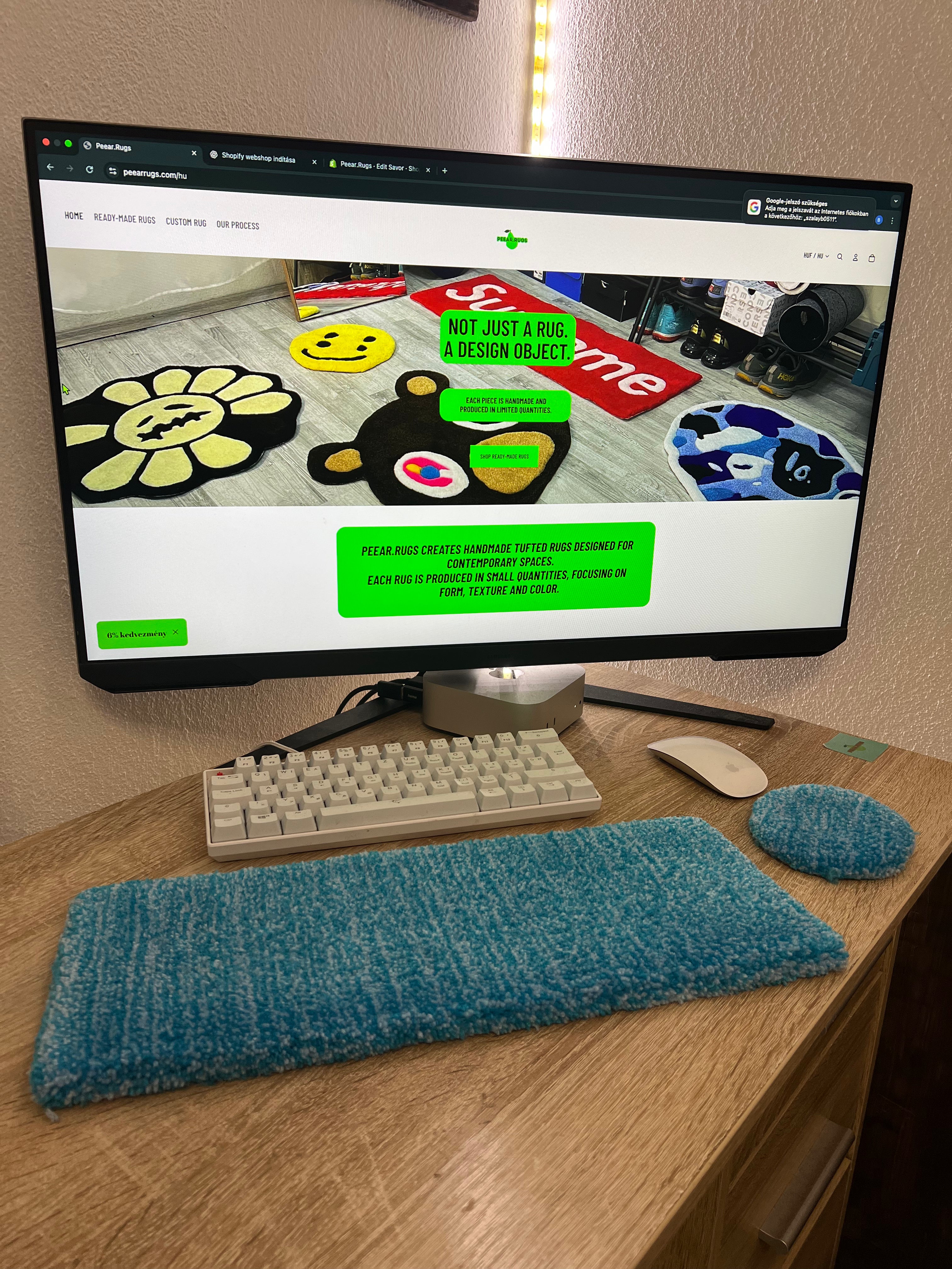 Blue Keyboard Rug Set