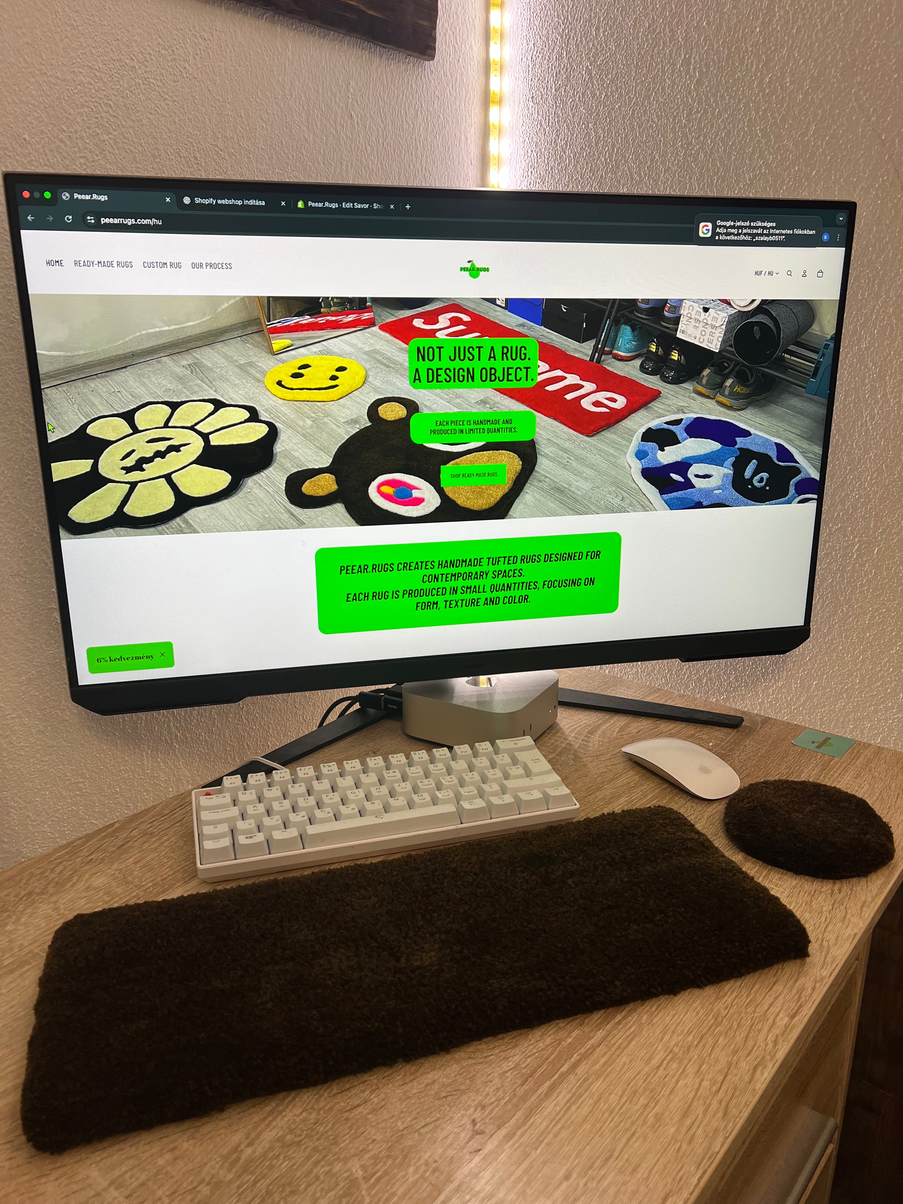 Brown Keyboard Rug Set